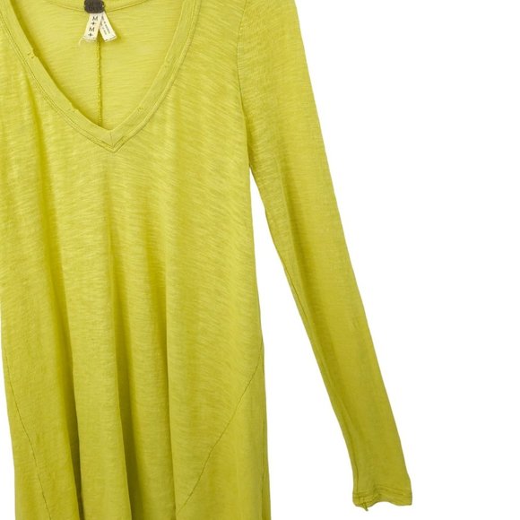 Free People We The Free T Shirt Womens M Yellow V Neck Distressed Long Sleeve - Picture 14 of 16